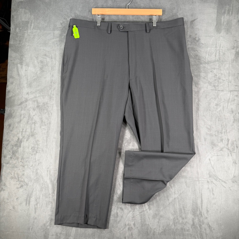 $85 NEW Haggar E-CLO Classic Fit Dress Pants 46x26 Medium Grey HC90218 Flex